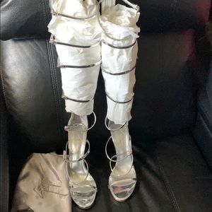 Giuseppe Zanotti Silver Strappy Heels